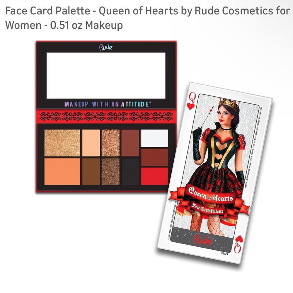 Queen of Hearts Face Card Palette Rude richly pigmented eyeshadow blush makeup